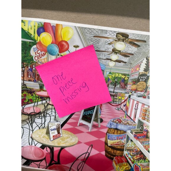 White Mountain Ice Cream Parlor 1000-Piece Jigsaw Puzzle ONE PIECE MISSING - Picture 4 of 4
